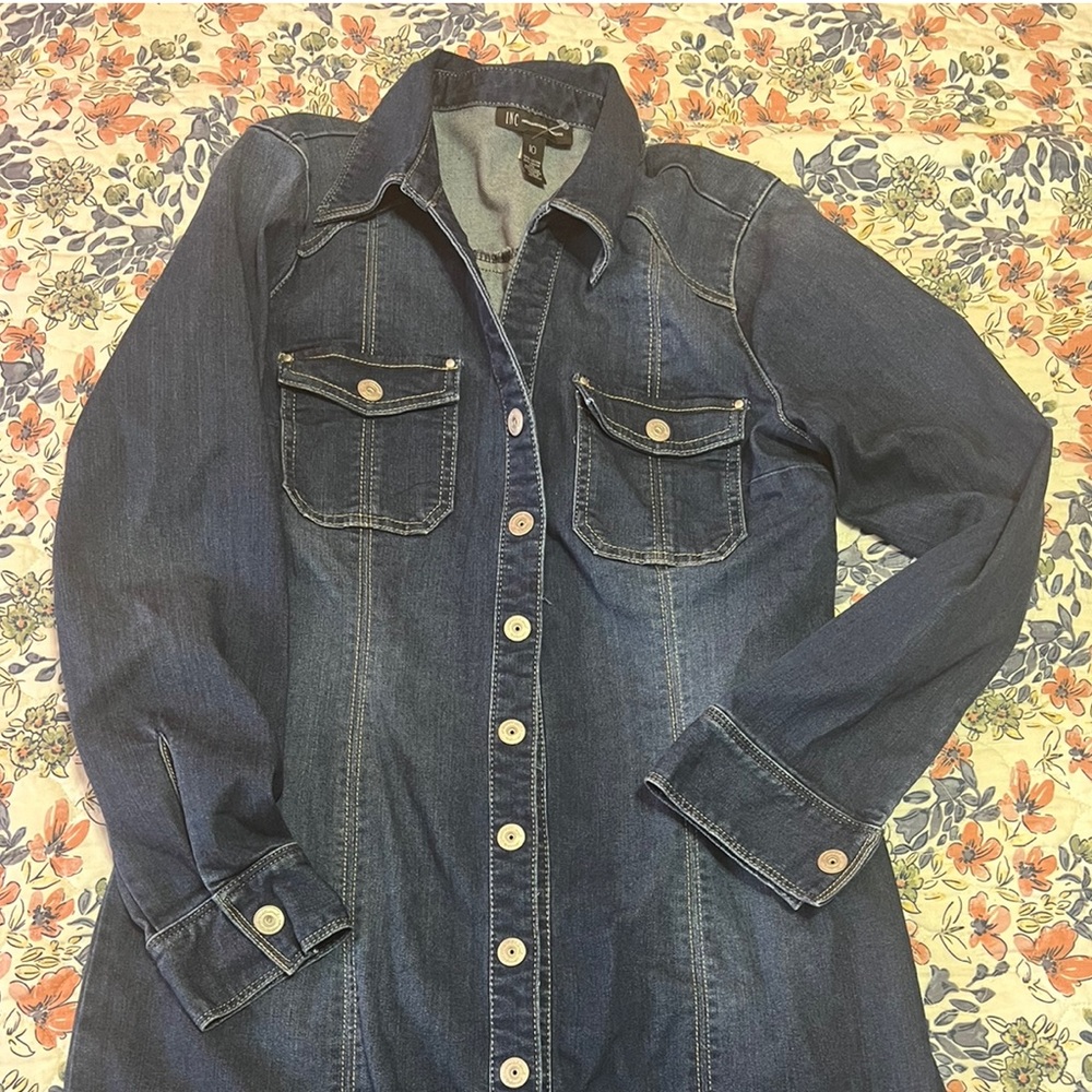 Denim Long Sleeve Stretch INC International Concepts Dress Size 10